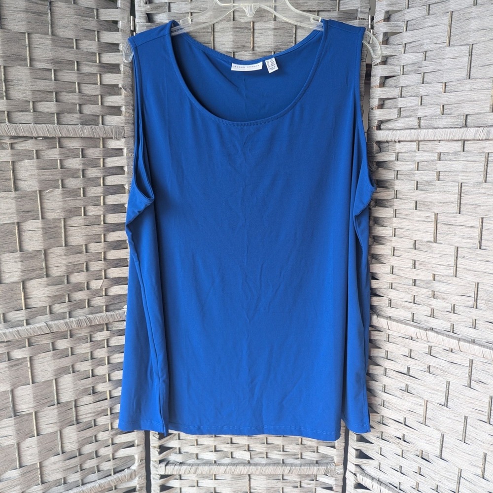 Susan Graver Tank Top Cobalt Blue Scoop Neck Sleeveless Sz 2XP Layering Basics